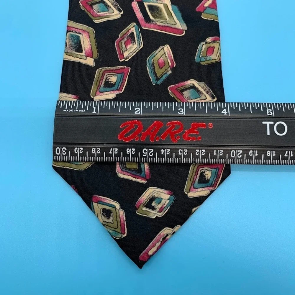 Vintage Adolfo Geometric Print Preppy All Silk Men's Classic Neck Tie